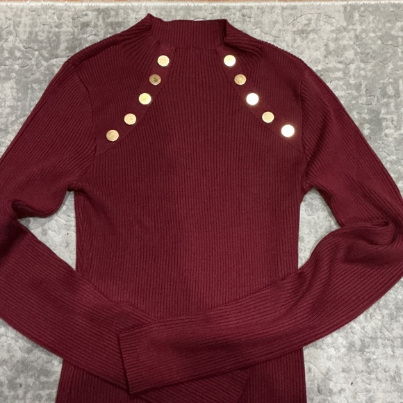Fashion Nova Sweaters - Fashion Nova Burgundy Sweater with Gold Accents